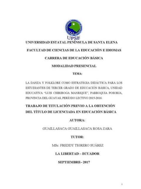 La danza y folklore como estrategia didáctica para los estudiantes de tercer grado de educación básica