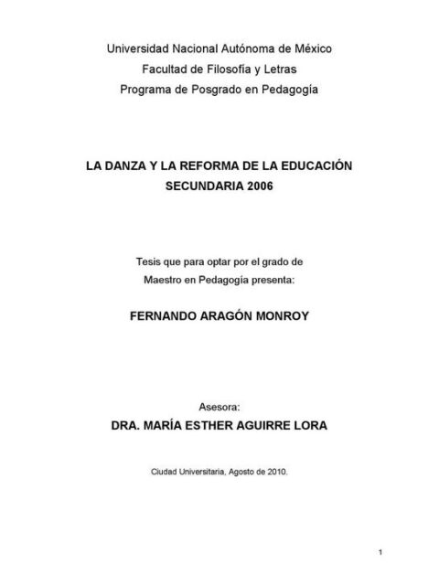 La danza y la reforma de la educación secundaria 2006