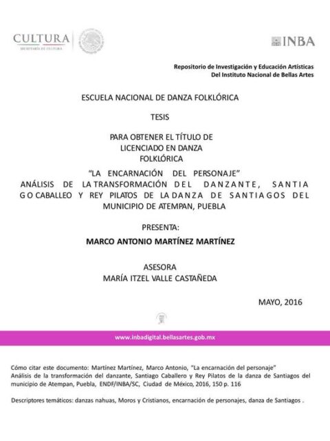 “La encarnación del personaje” Análisis de la transformación del danzante
