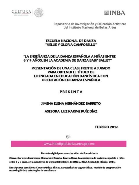 La enseñanza de la danza española a niñas entre 6 y 9 años