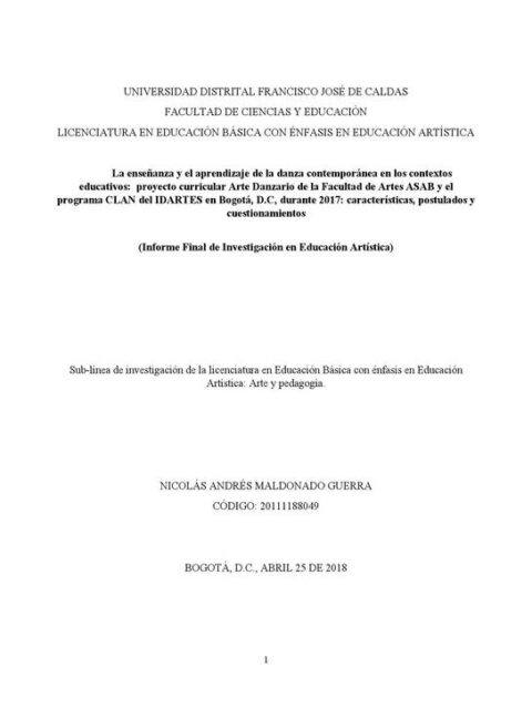 La enseñanza y el aprendizaje de la danza contemporánea en los contextos educativos
