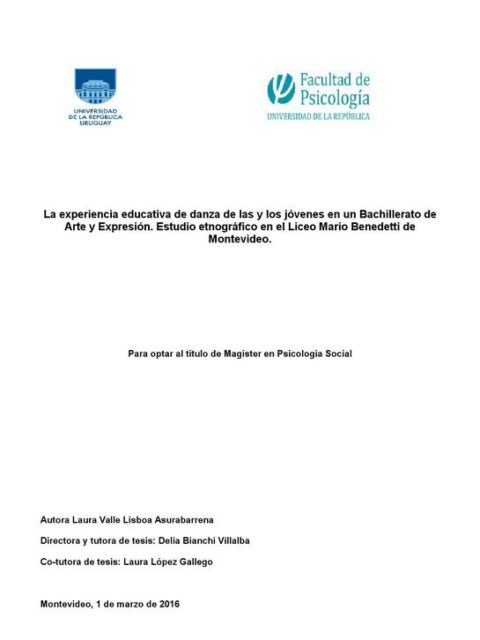 La experiencia educativa de danza de las y los jóvenes en un Bachillerato de arte y expresión