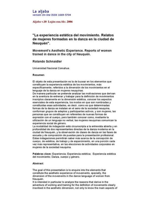 La experiencia estética del movimiento