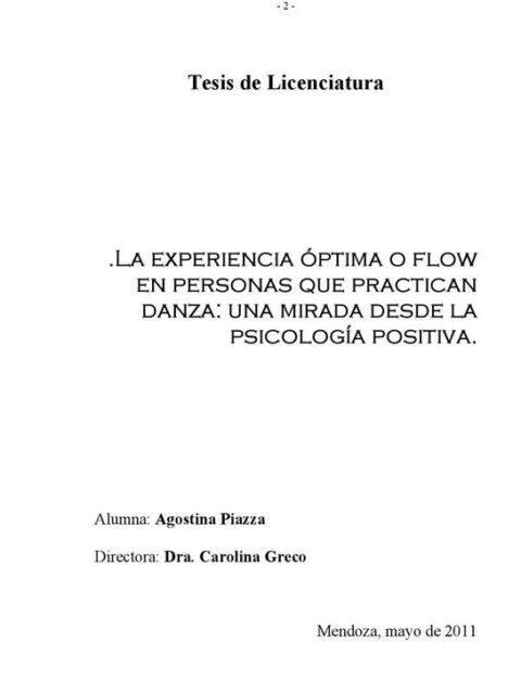 La experiencia óptima o flow en personas que practican danza