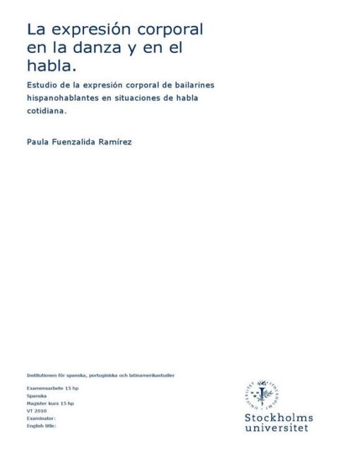 La expresión corporal en la danza y en el habla