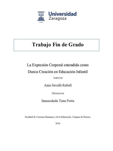 La Expresión Corporal entendida como Danza Creación en Educación Infantil