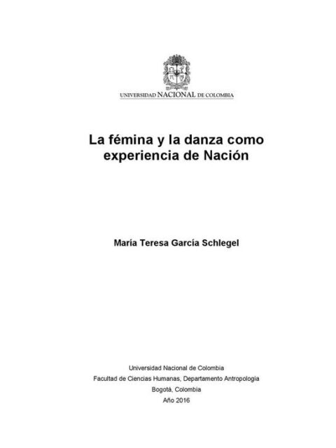 La fémina y la danza como experiencia de Nación