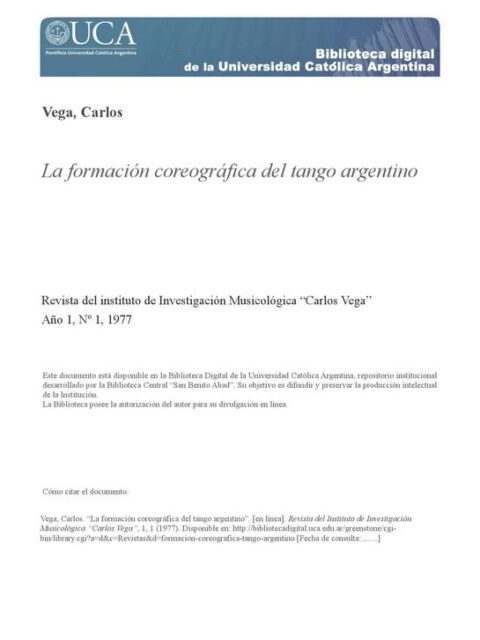 La formación coreográfica del tango argentino