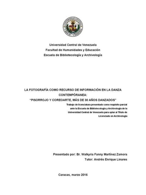 La fotografía como recurso de información en la danza Contemporánea