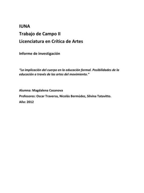La implicación del cuerpo en la educación formal