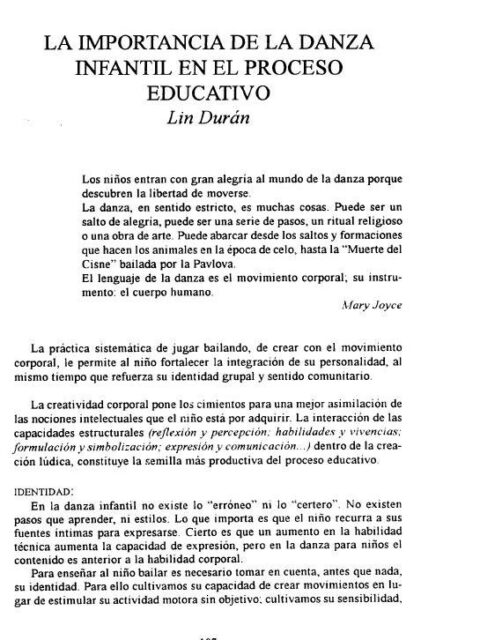 La importancia de la danza infantil en el proceso educativo