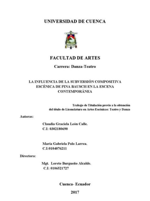 La influencia de la subversión compositiva escénica de Pina Bausch en la escena contemporánea