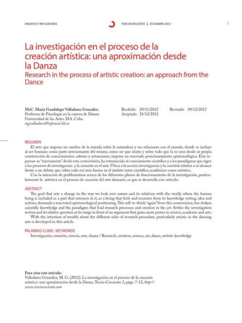 La investigación en el proceso de la creación artística