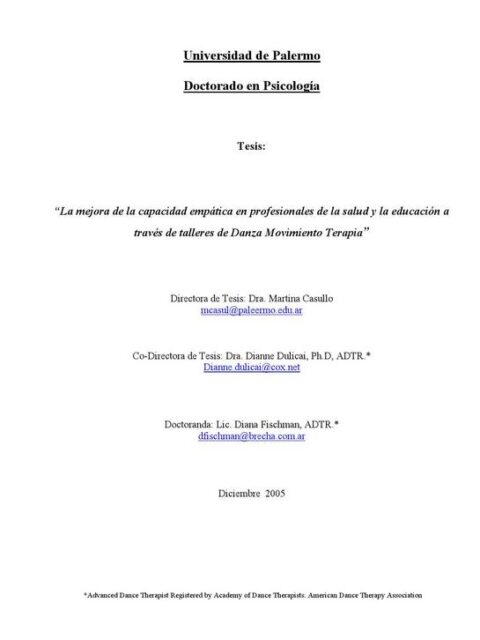 La mejora de la capacidad empática en profesionales de la salud y la educación a través de talleres de Danza Movimiento Terapia
