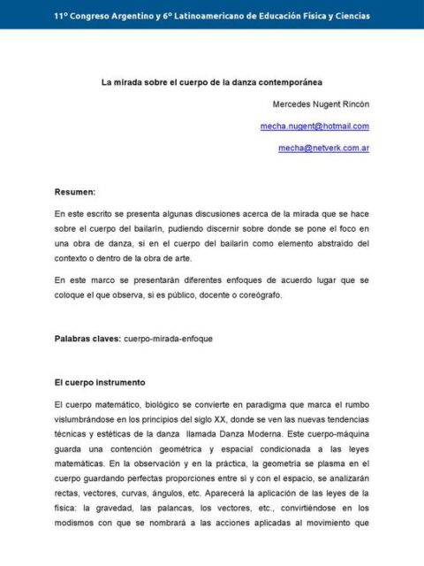 La mirada sobre el cuerpo de la danza contemporánea