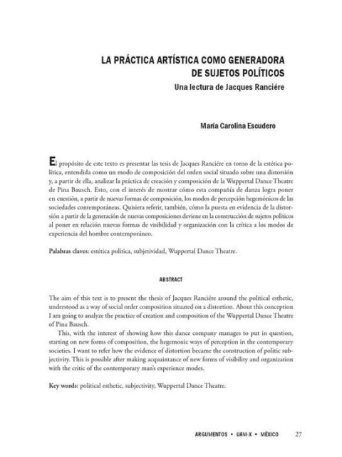 La práctica artística como generadora de sujetos políticos