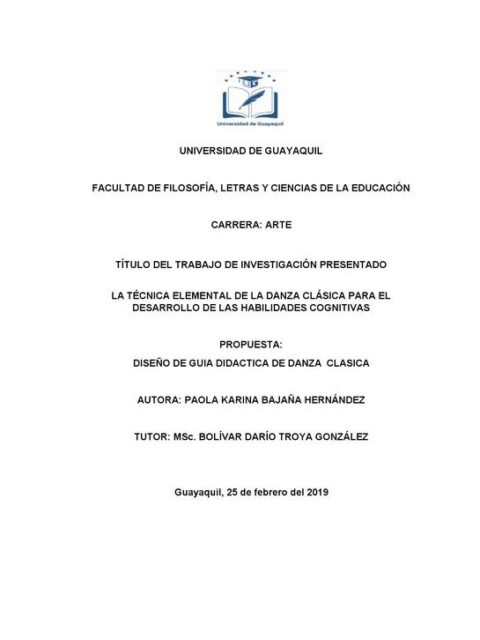 La técnica elemental de la danza clásica para el desarrollo de las habilidades cognitivas