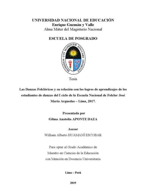 Las Danzas Folclóricas y su relación con los logros de aprendizajes de los estudiantes de danzas del I ciclo