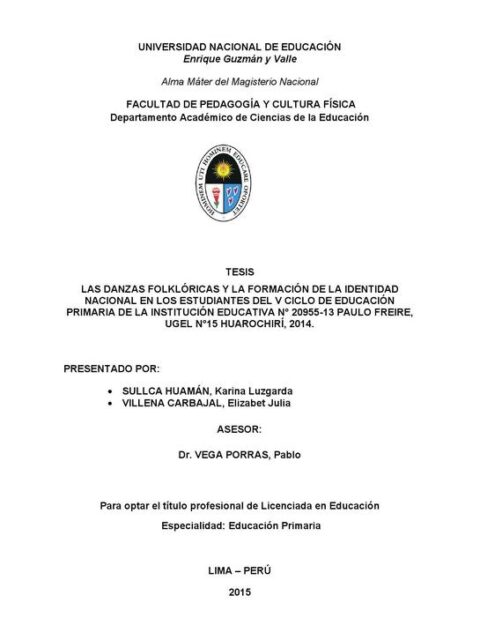 Las danzas folklóricas y la formación de la identidad nacional en los estudiantes del V ciclo de educación primaria