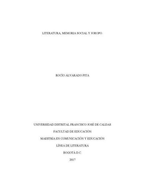Literatura, memoria social y joropo