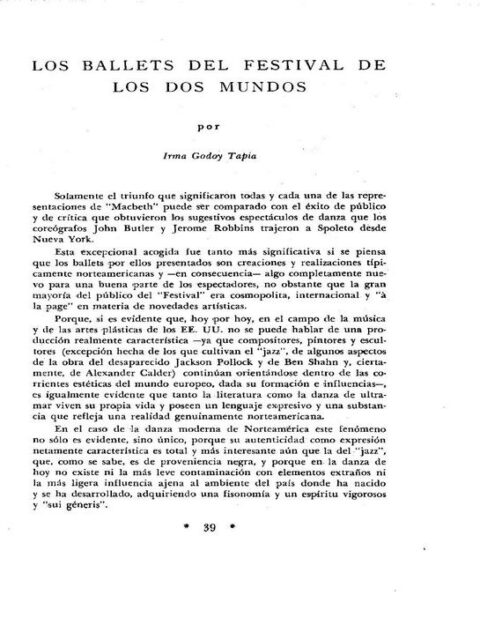 Los Ballets del “Festival de los dos Mundos”