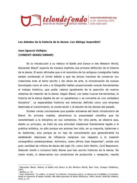 Los debates de la historia de la danza: ¿un diálogo imposible?