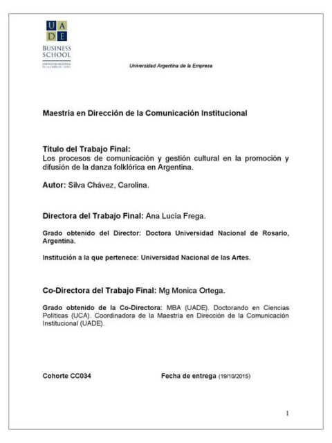 Los procesos de comunicación y gestión cultural en la promoción y difusión de la danza folklórica en Argentina