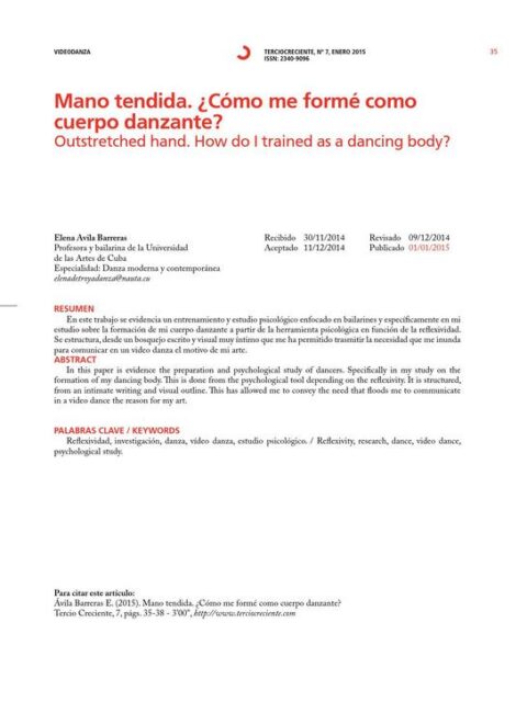 Mano tendida ¿Cómo me formé como cuerpo danzante?