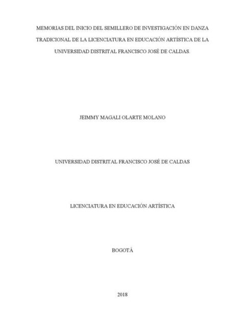 Memorias del inicio del semillero de investigación en danza tradicional