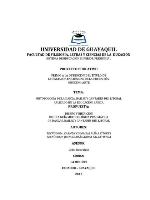 Metodología de la danza, bailes y cantares del litoral aplicado a la educación básica