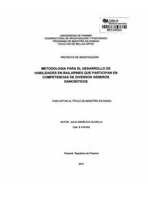 Metodología para el desarrollo de habilidades en bailarines