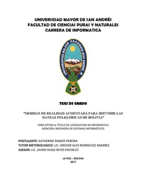 Modelo de realidad aumentada para difundir las danzas folklóricas de Bolivia