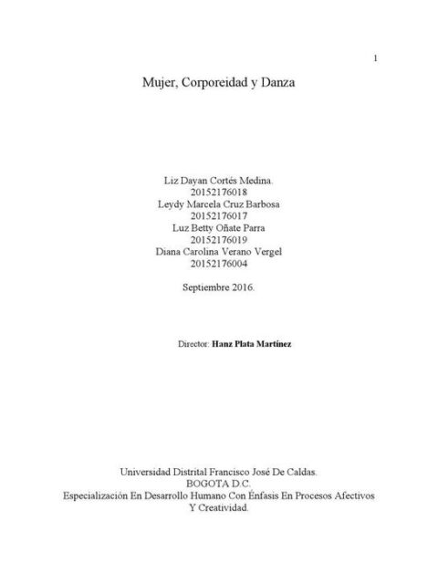 Mujer, Corporeidad y Danza