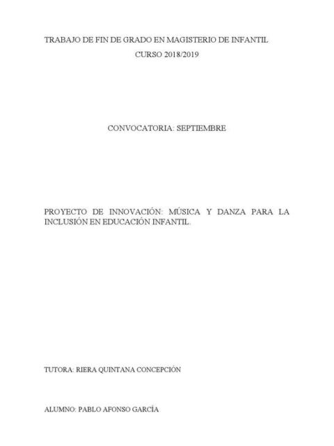 Música y danza para la inclusión en educación Infantil
