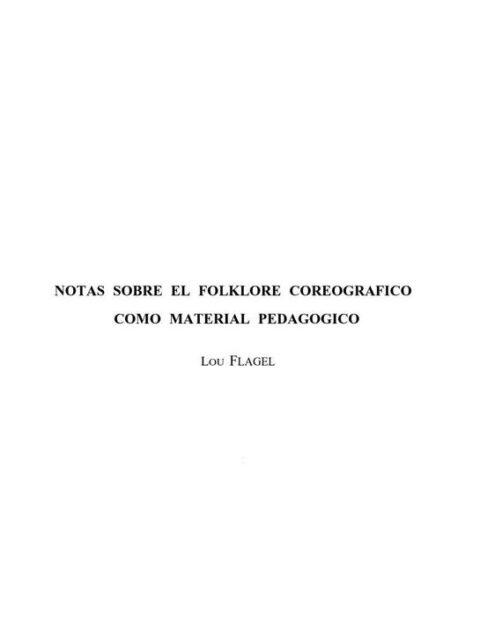 Notas sobre el folklore coreográfico como material pedagógico