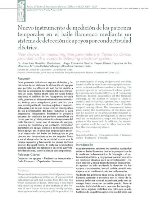 Nuevo instrumento de medición de los patrones temporales en el baile flamenco
