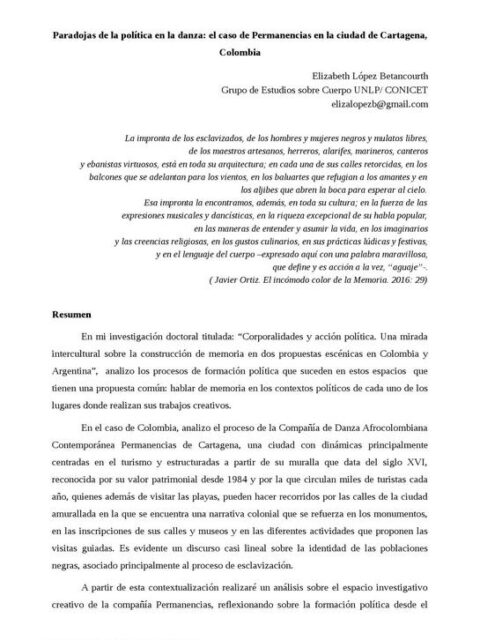 Paradojas de la política en la danza