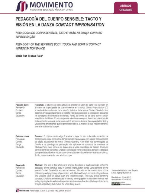 Pedagogía del cuerpo sensible
