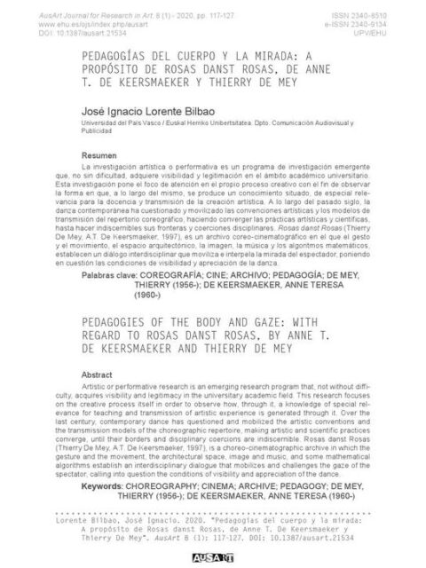 Pedagogías del cuerpo y la mirada