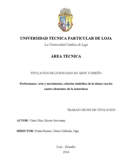 Performance: arte y movimiento, relación simbólica de la danza con los cuatro elementos de la naturaleza