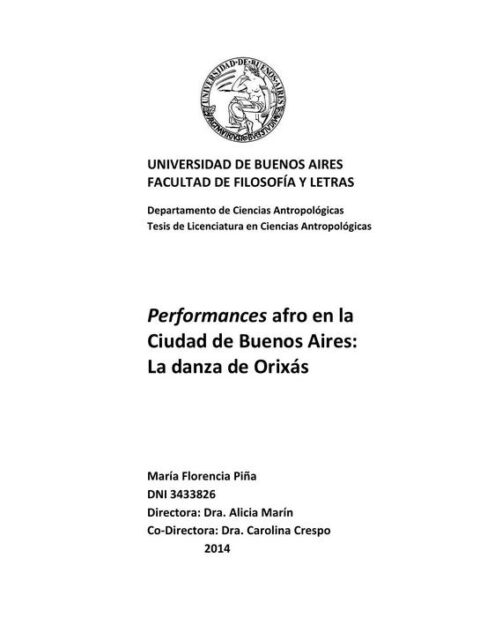 Performances afro en la ciudad de Buenos Aires: la danza de Orixás