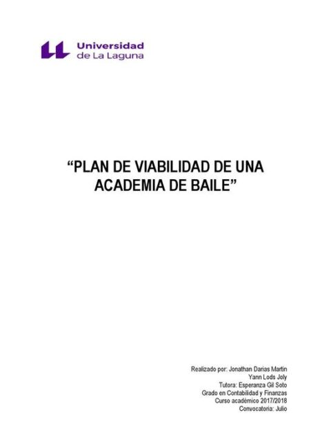 Plan de viabilidad de una academia de baile