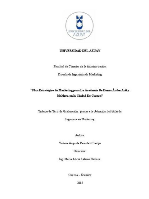 Plan estratégico de marketing para la academia de danza árabe Arti y Makhya