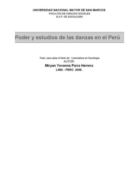 Poder y estudios de las danzas en el Perú