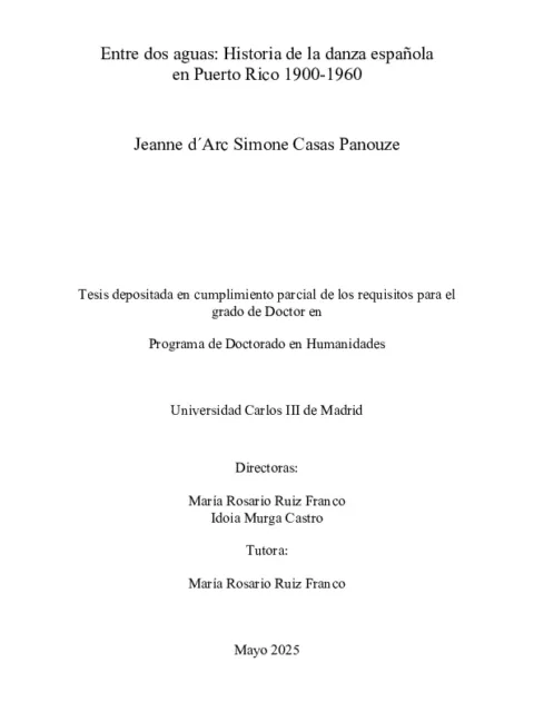 Entre dos aguas: Historia de la danza española en Puerto Rico 1900-1960
