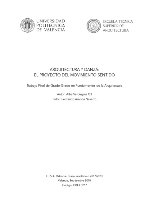 Arquitectura y danza : el proyecto del movimiento sentido