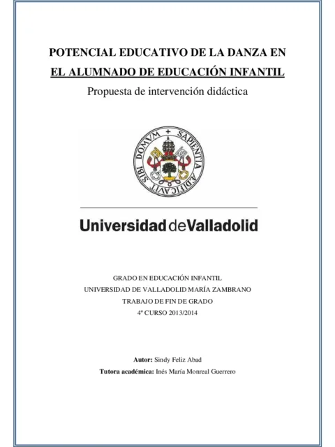 Potencial educativo de la danza en el alumnado de Educación Infantil: propuesta de intervención didáctica