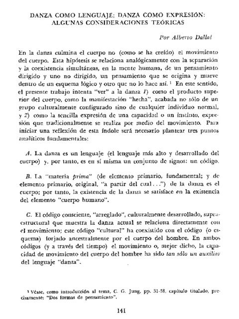 Danza como Lenguaje; danza como expresión: algunas consideraciones teóricas