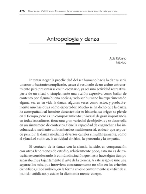 Antropología y danza