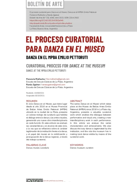 El proceso curatorial para «Danza en el Museo»: danza en el MPBA Emilio Pettoruti